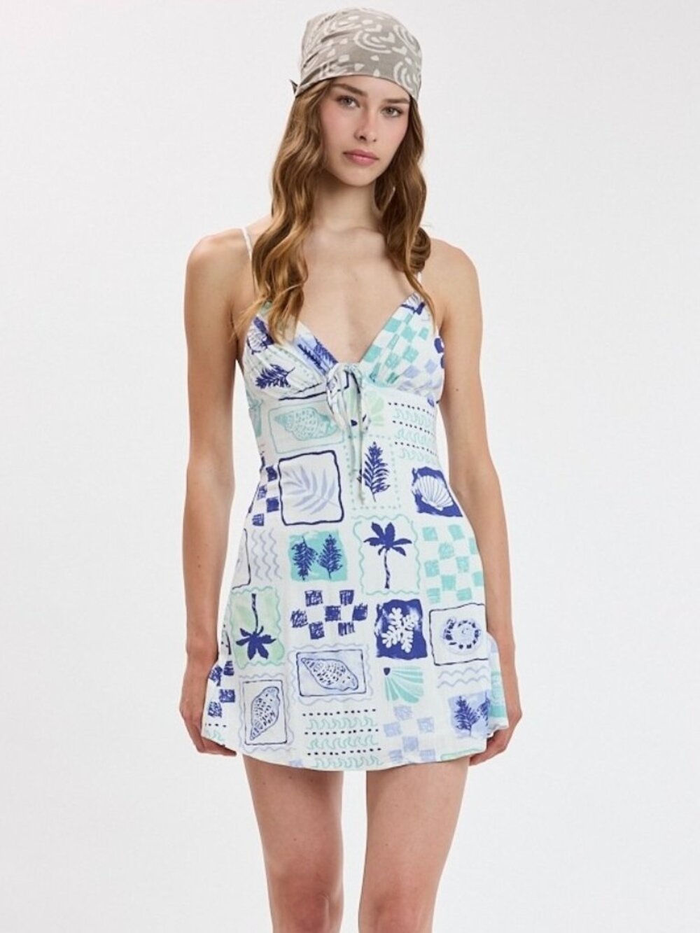CABO BOUND BLUE MARINE LIFE MINI DRESS - Picture 1 of 2